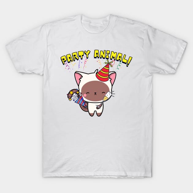 Party Animal White Cat T-Shirt by Pet Station